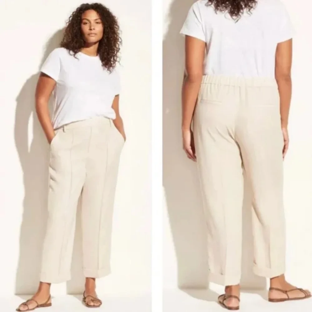 Vince Cuffed Tapered Pull-On Pant in Sandstone Crepe, XS - Picture 9 of 16
